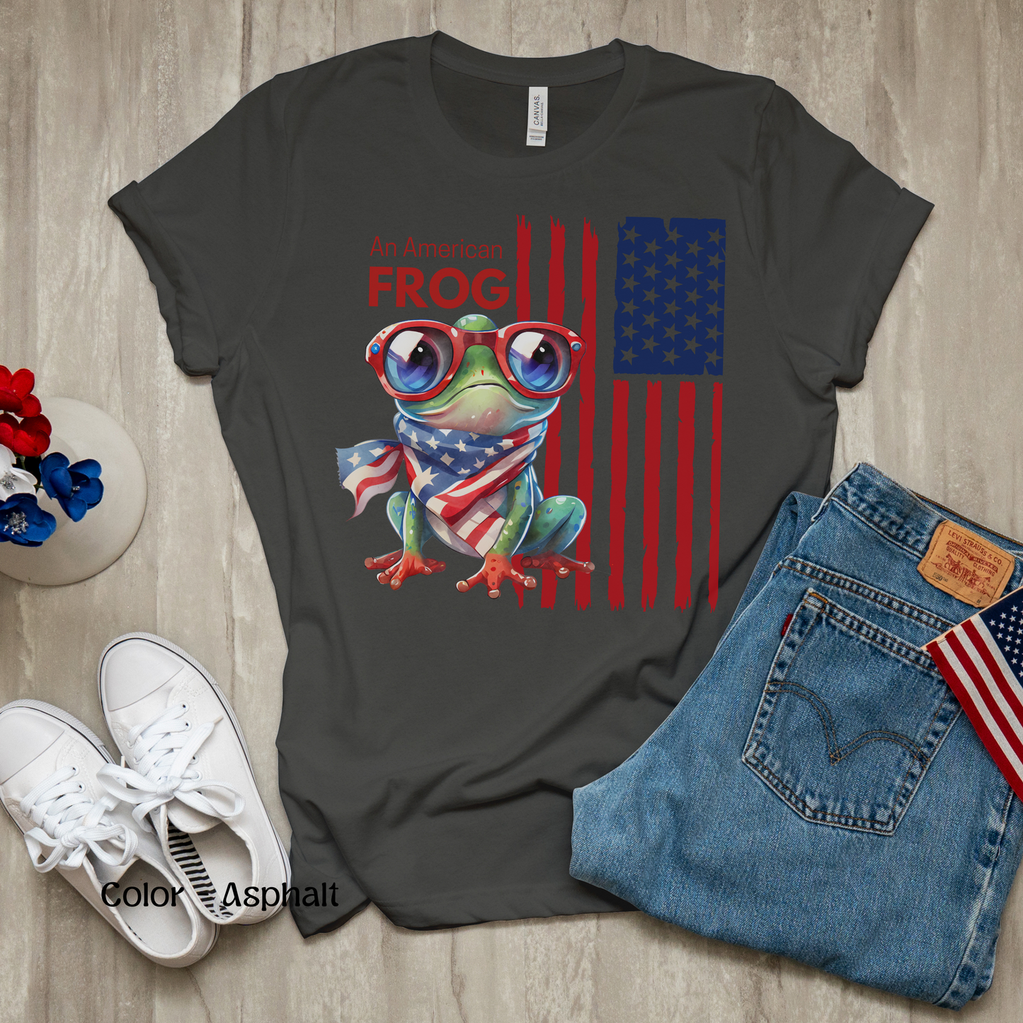 Women’s Patriotic Shirt Funny Fourth of July Shirt Frog Shirt for Independence Day Witty American Flag Shirt July 4th Gift for Her