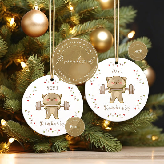 Personalized Workout Ornament Cat Christmas Ornament
