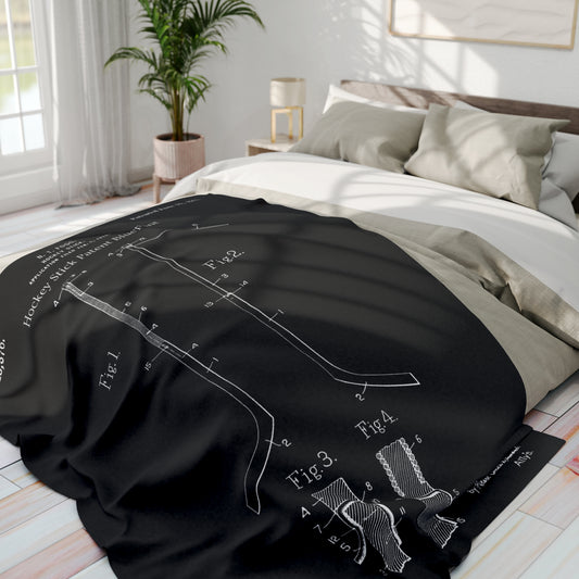 Hockey Stick United States Patent Blanket Hockey Gift For Him