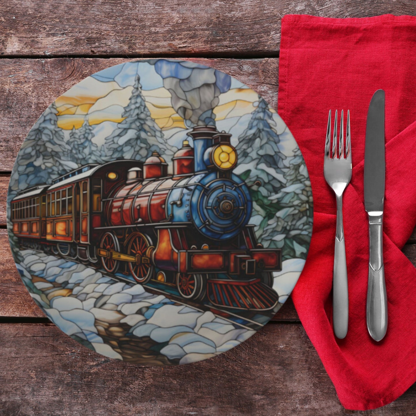 Christmas Train Bone China Plate