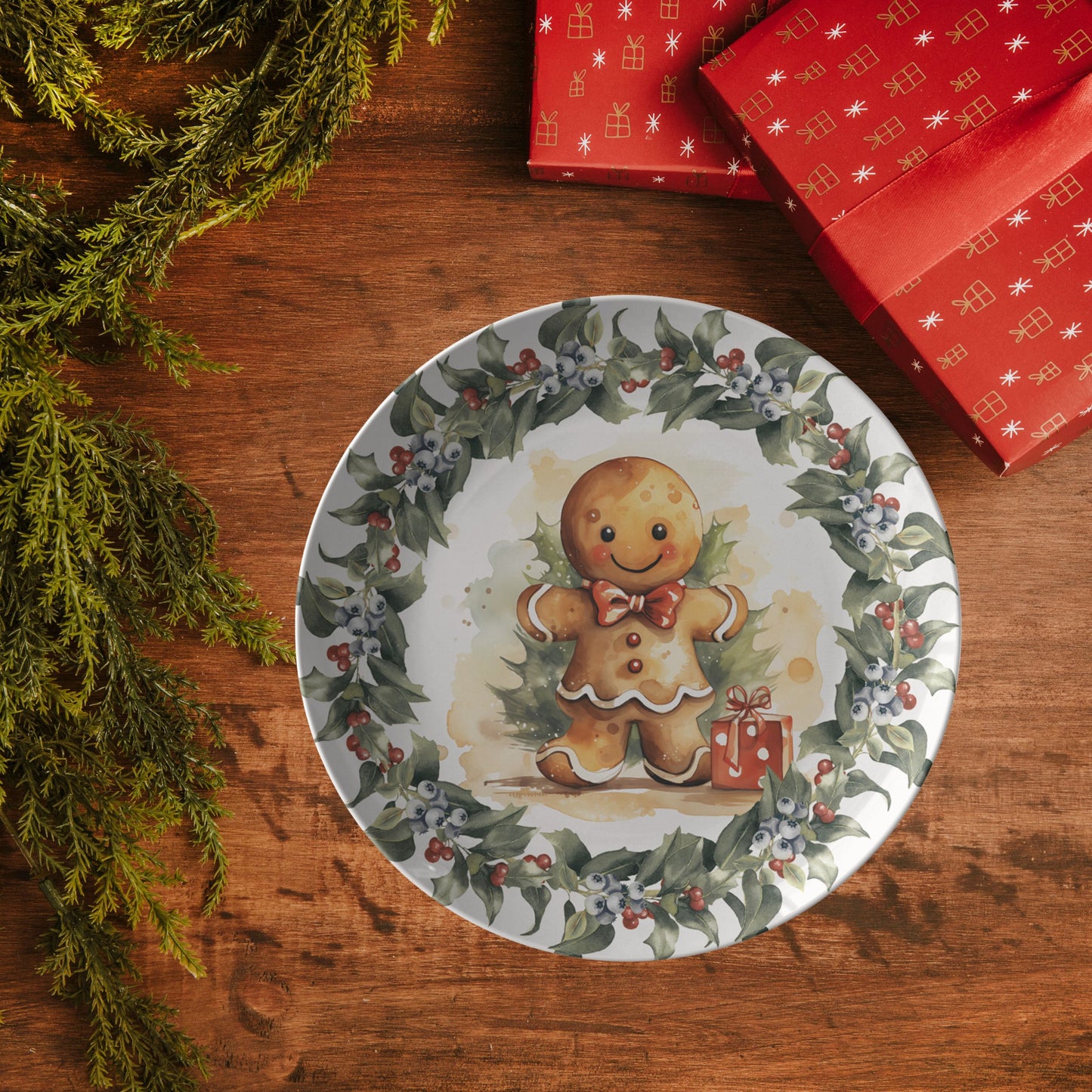 Gingerbread Man Thermosaf Polymer Plastic Christmas Plate