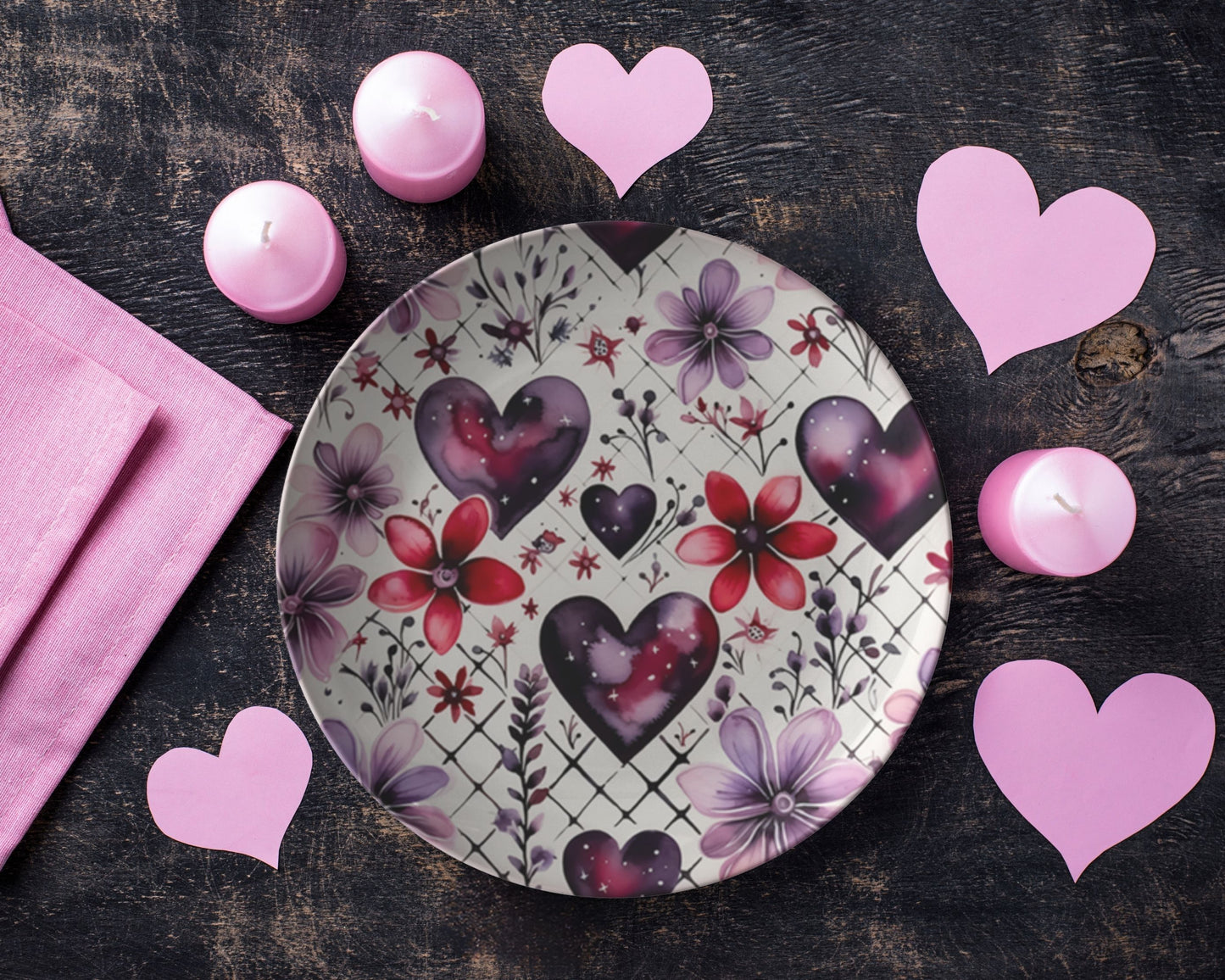 Thermosaf Polymer Plastic Dinner Plates Valentine Plates