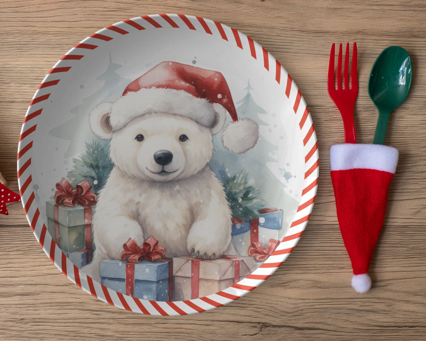 Thermosaf Polymer Plastic Christmas Bear Dinner Plate