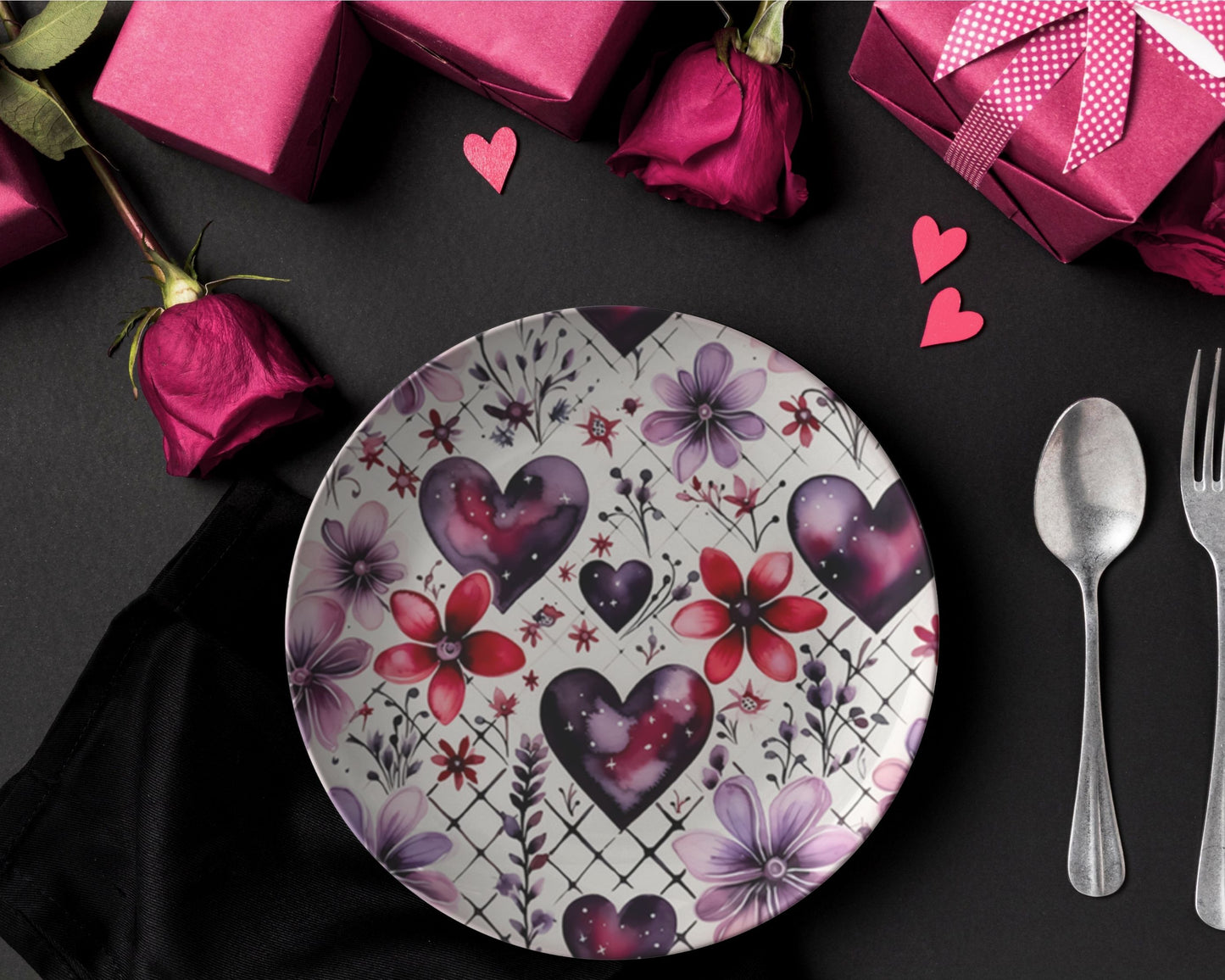 Thermosaf Polymer Plastic Dinner Plates Valentine Plates