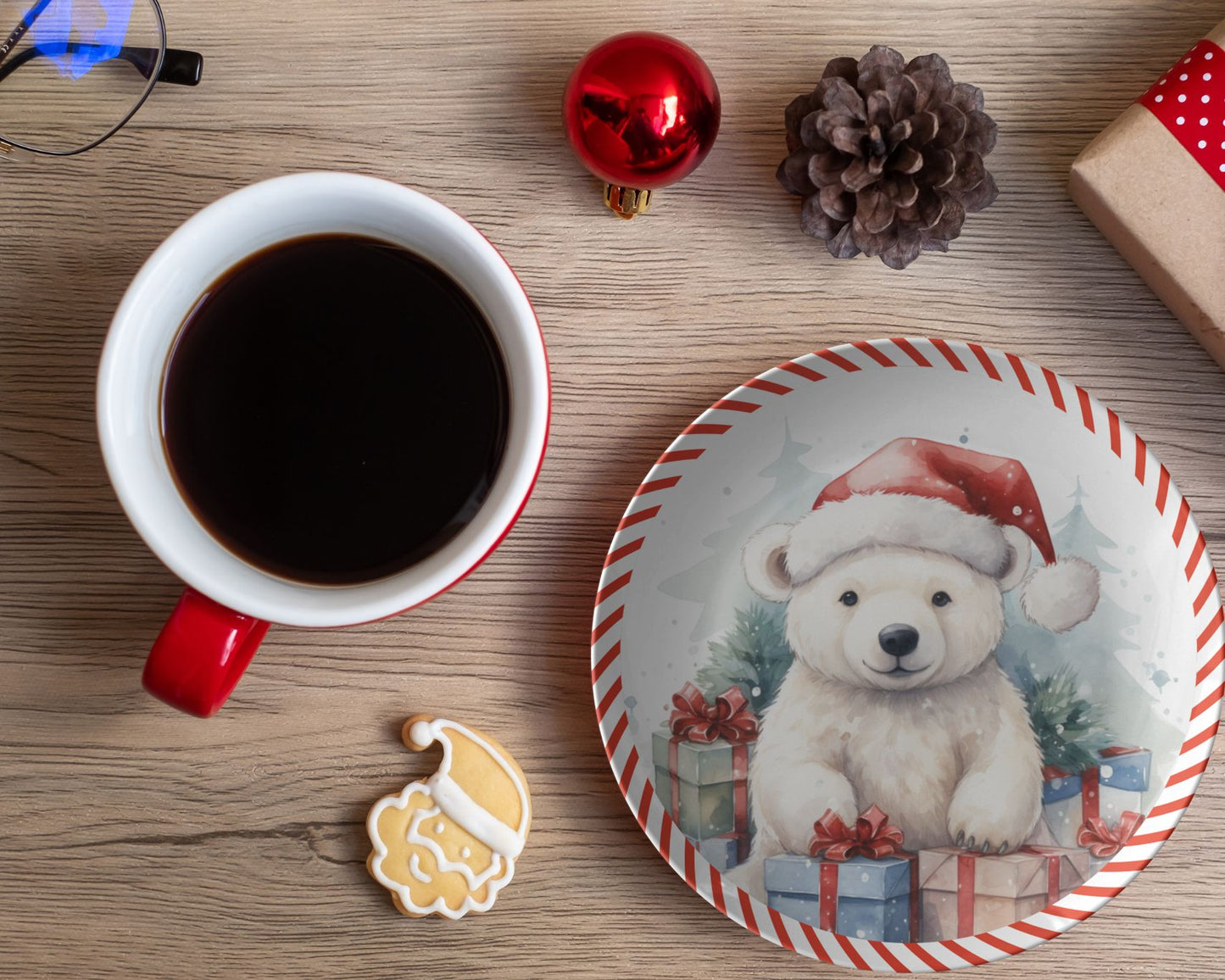 Thermosaf Polymer Plastic Christmas Bear Dinner Plate