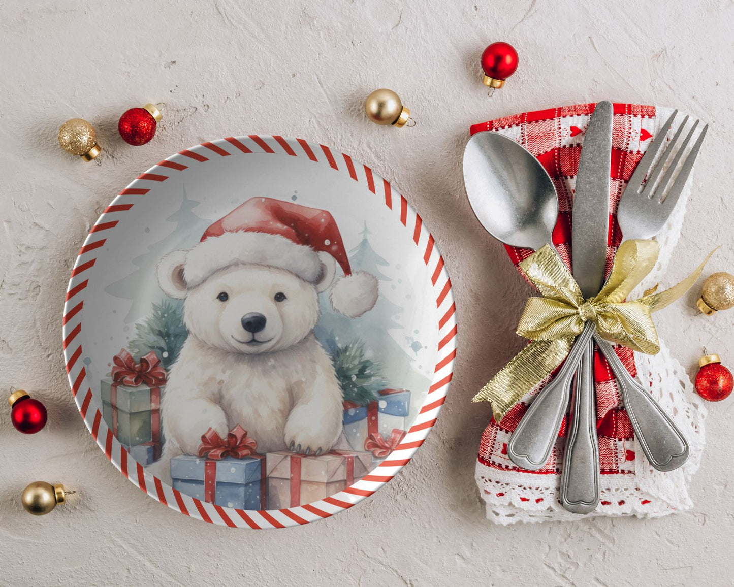 Thermosaf Polymer Plastic Christmas Bear Dinner Plate
