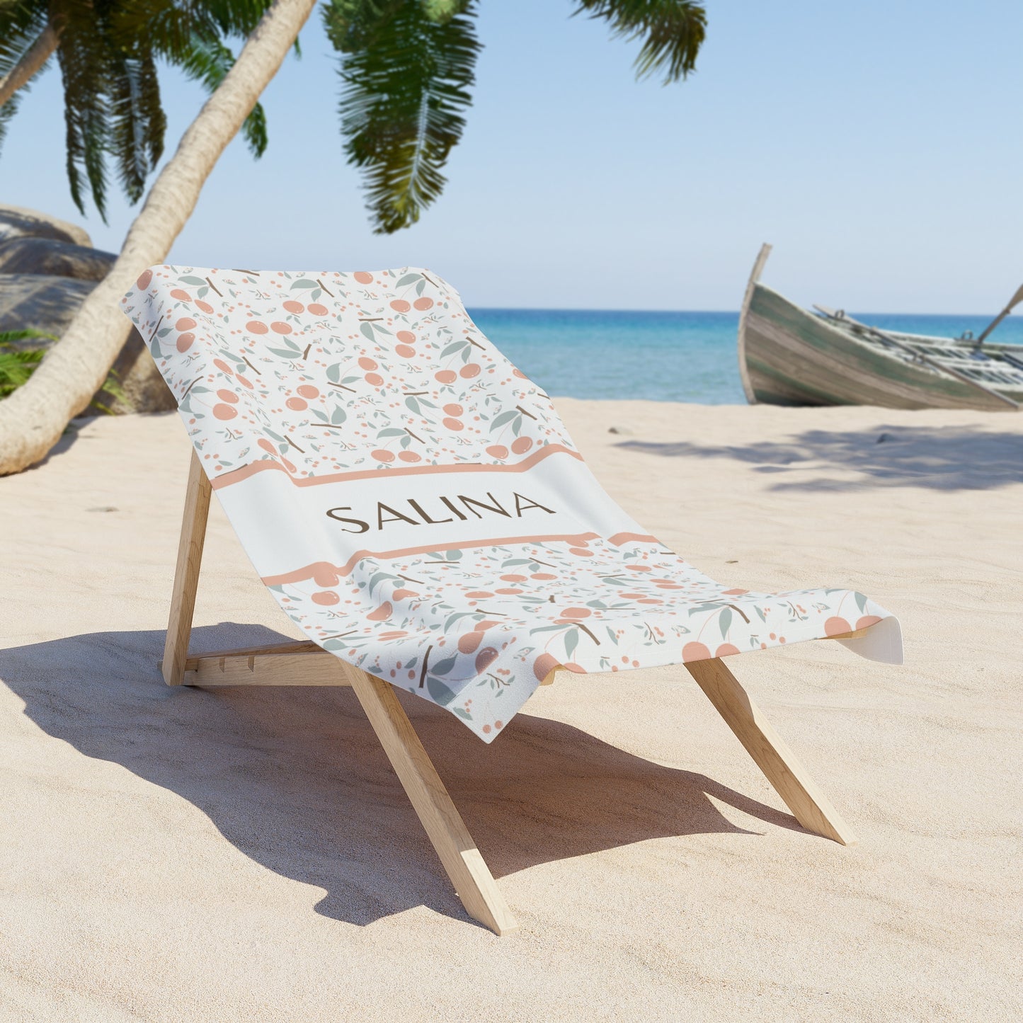 Personalized Pastel Cherry Beach Towel
