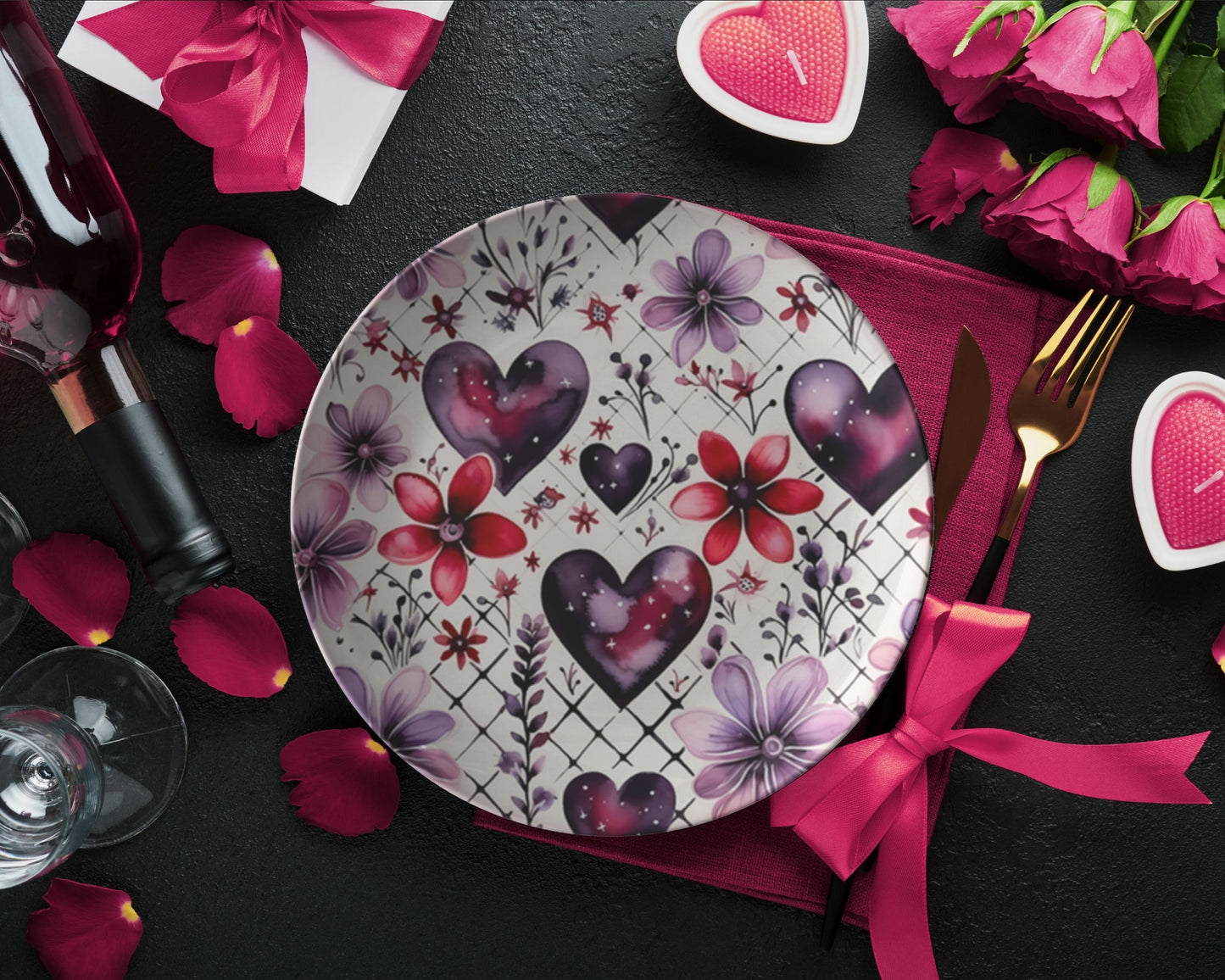 Thermosaf Polymer Plastic Dinner Plates Valentine Plates