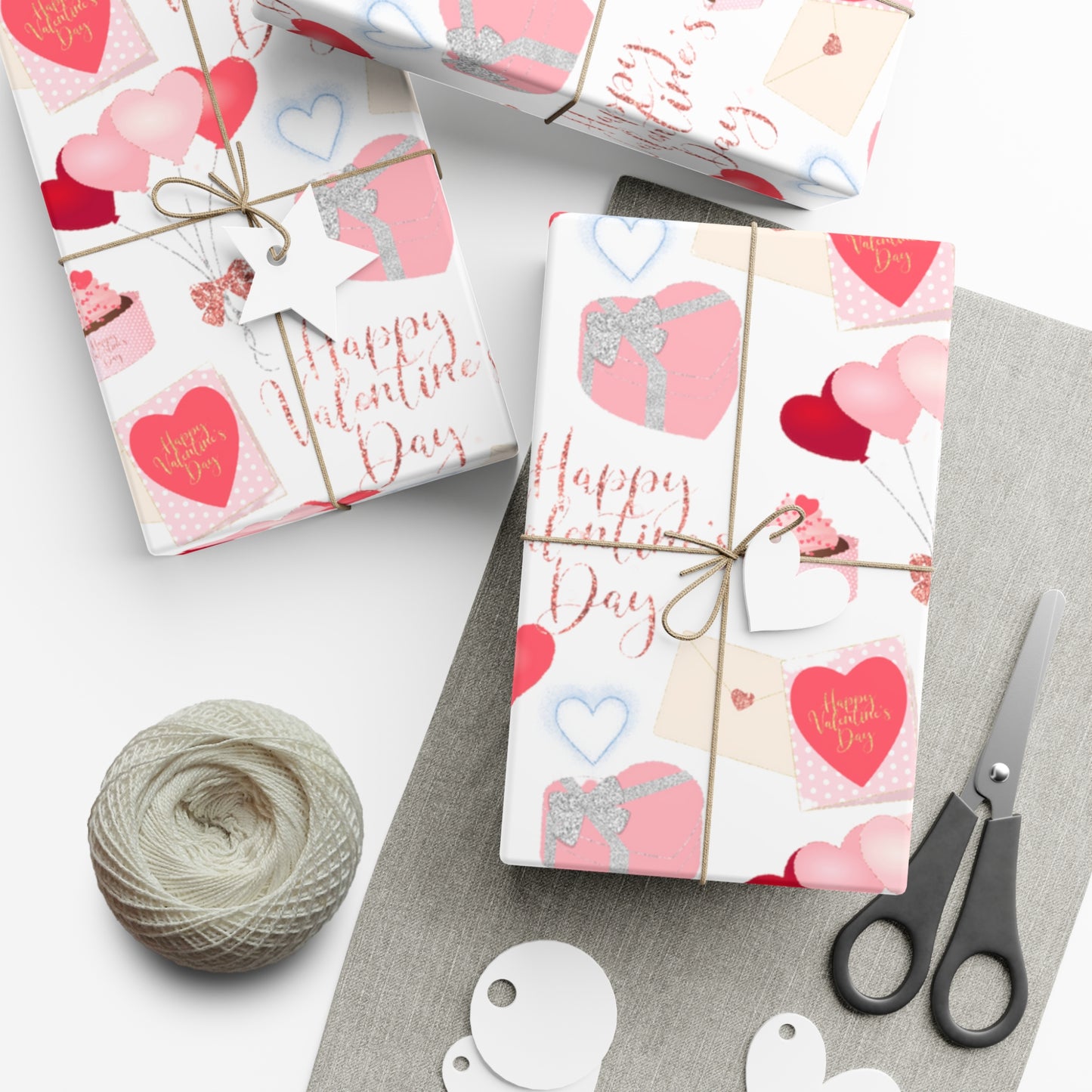 Red and Pink Heart Balloons Valentines Day Wrapping Paper