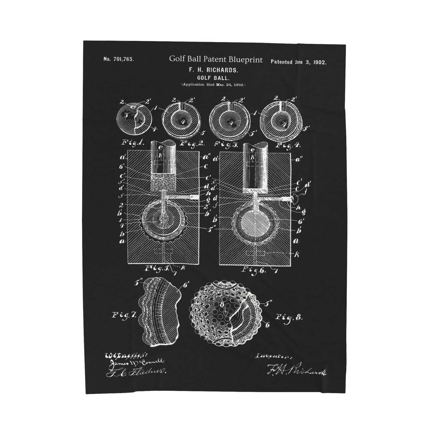 Golf Ball Patent Blanket Gift for Golfer