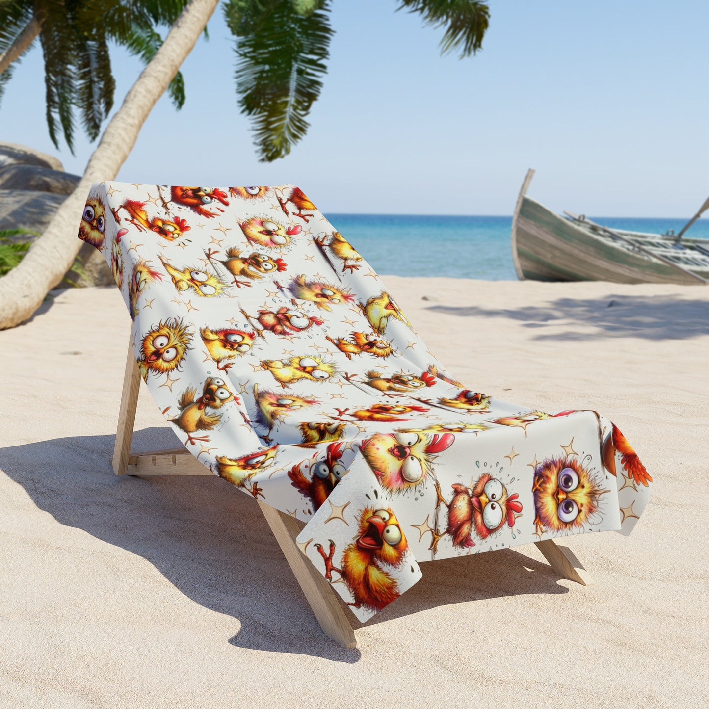 Funny Chicken Beach Towel Personalized Crazy Chicken Gifts