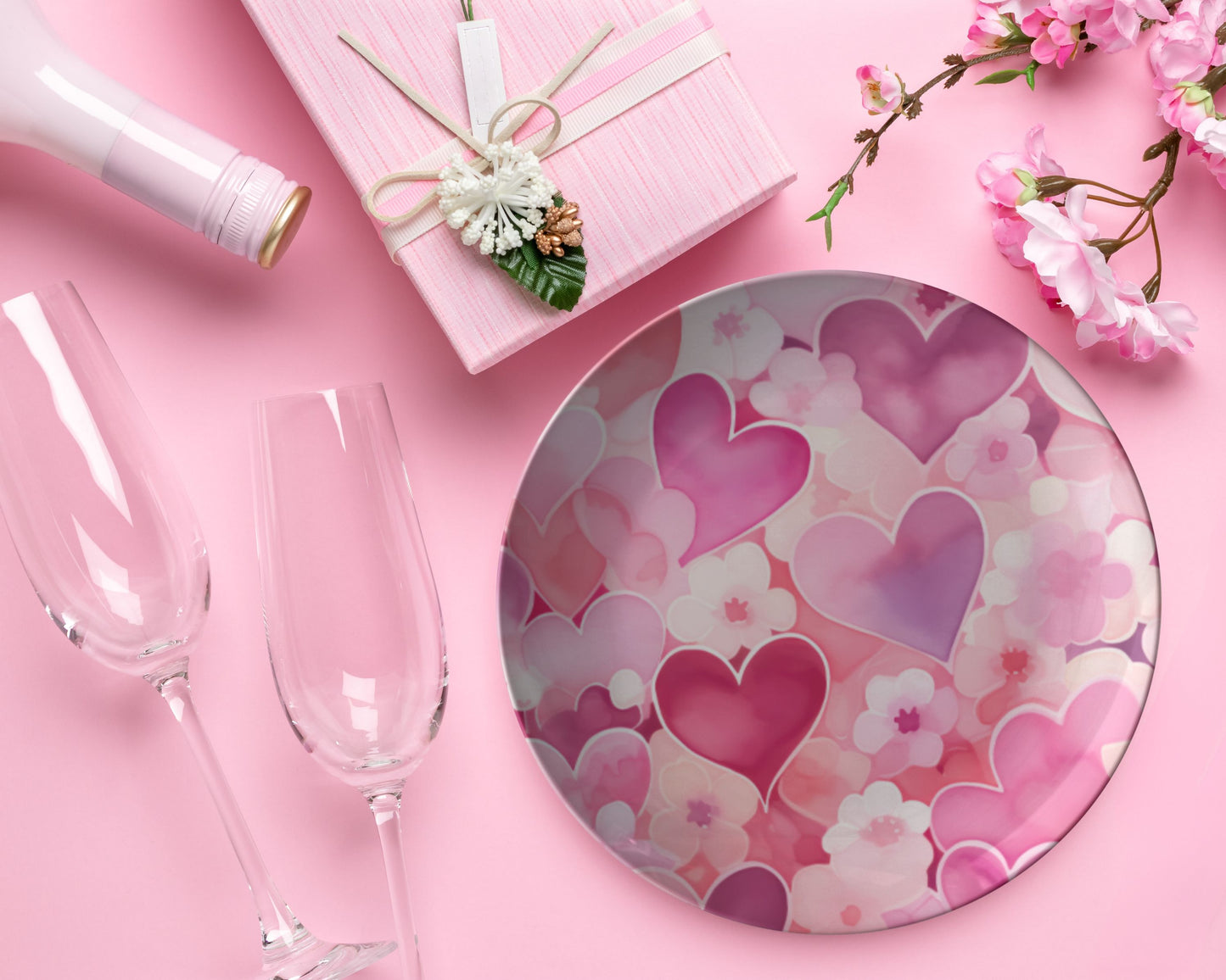 Thermosaf Polymer Plastic Dinner Plates Valentine Plates