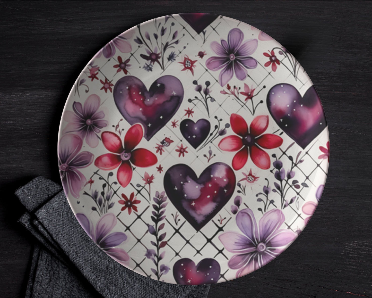 Thermosaf Polymer Plastic Dinner Plates Valentine Plates