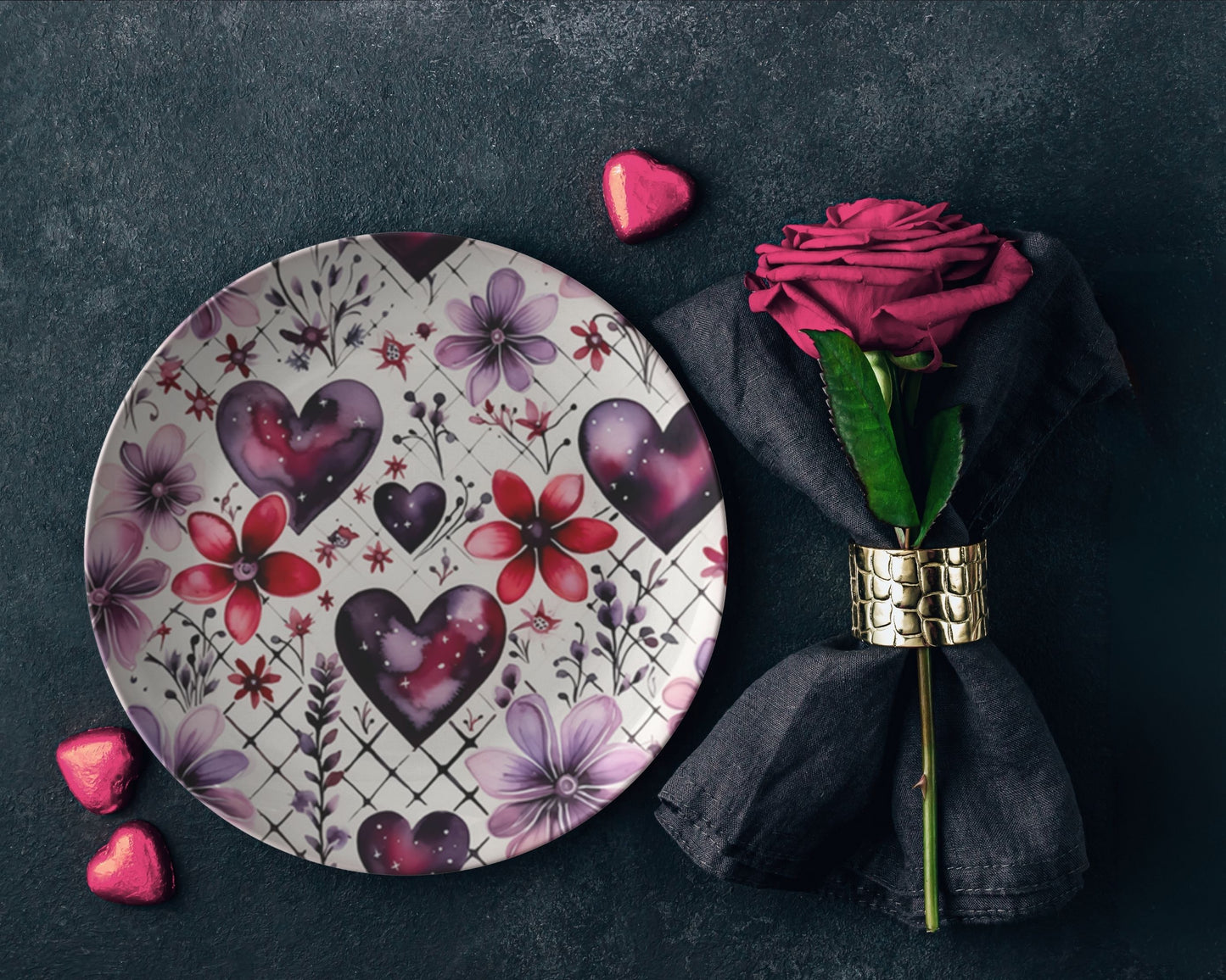 Thermosaf Polymer Plastic Dinner Plates Valentine Plates