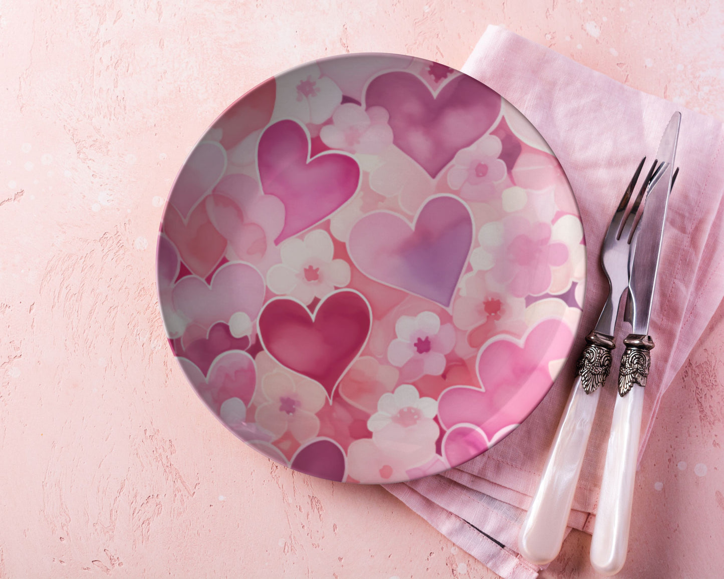 Thermosaf Polymer Plastic Dinner Plates Valentine Plates