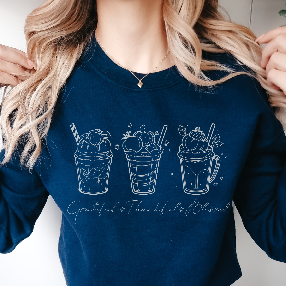Inspirational Pumpkin Spice Sweatshirt, Thankful Grateful Blessed Sweatshirt Pumpkin Spice Latte Sweatshirt Fall Coffee Lover Sweatshirt
