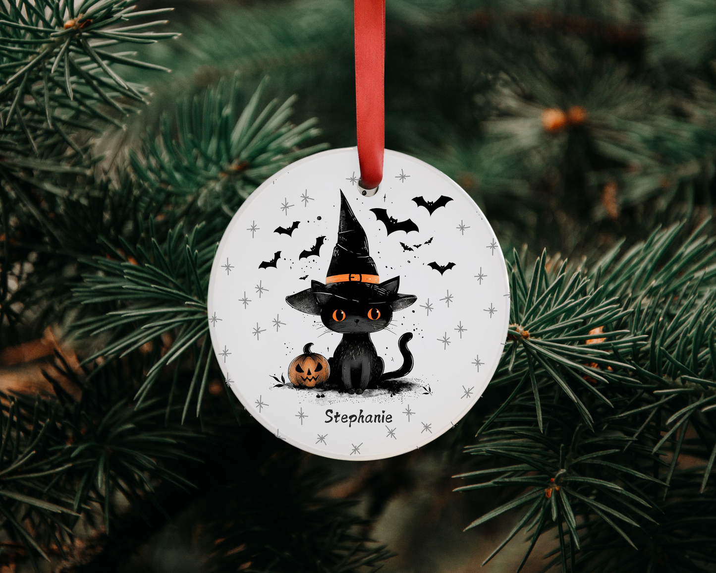 Personalized Halloween Cat Ornament Halloween Decor