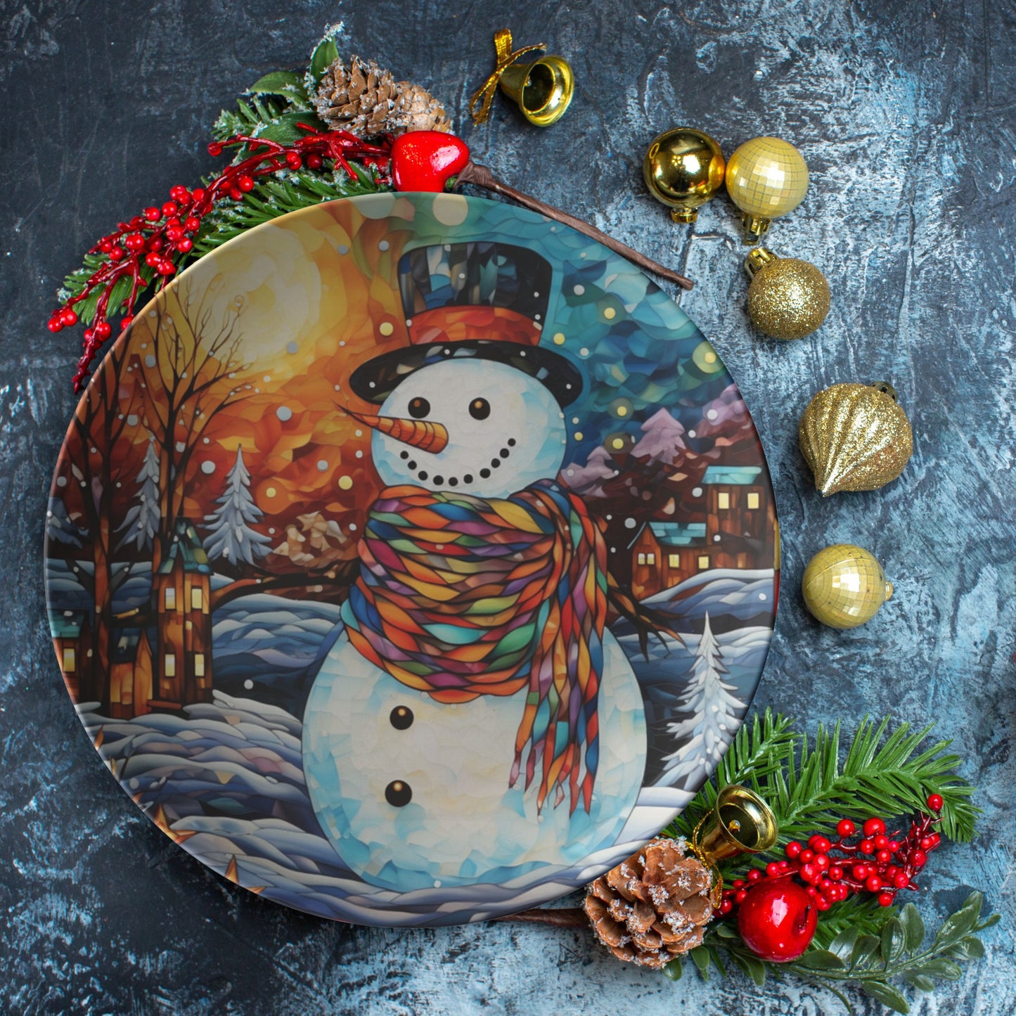Thermosaf Polymer Plastic Snowman Christmas Dinner Plate