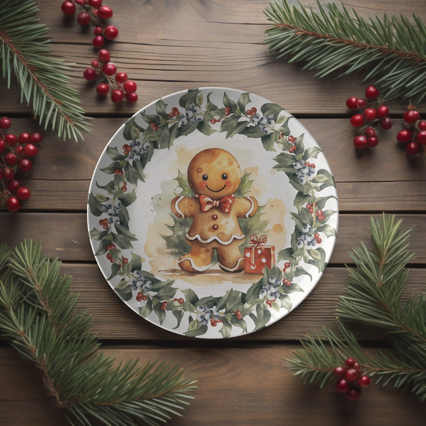 Gingerbread Man Thermosaf Polymer Plastic Christmas Plate