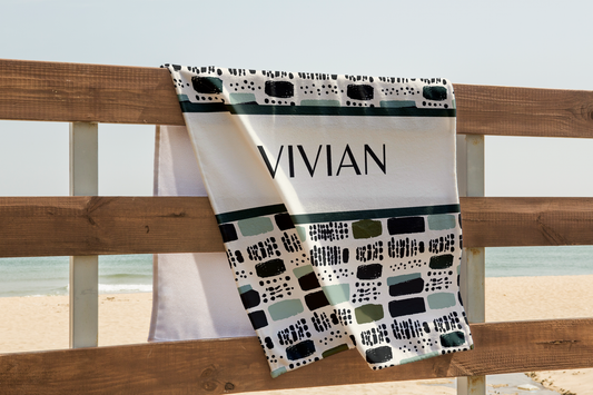 Mid Century Modern Personalized Beach Towel