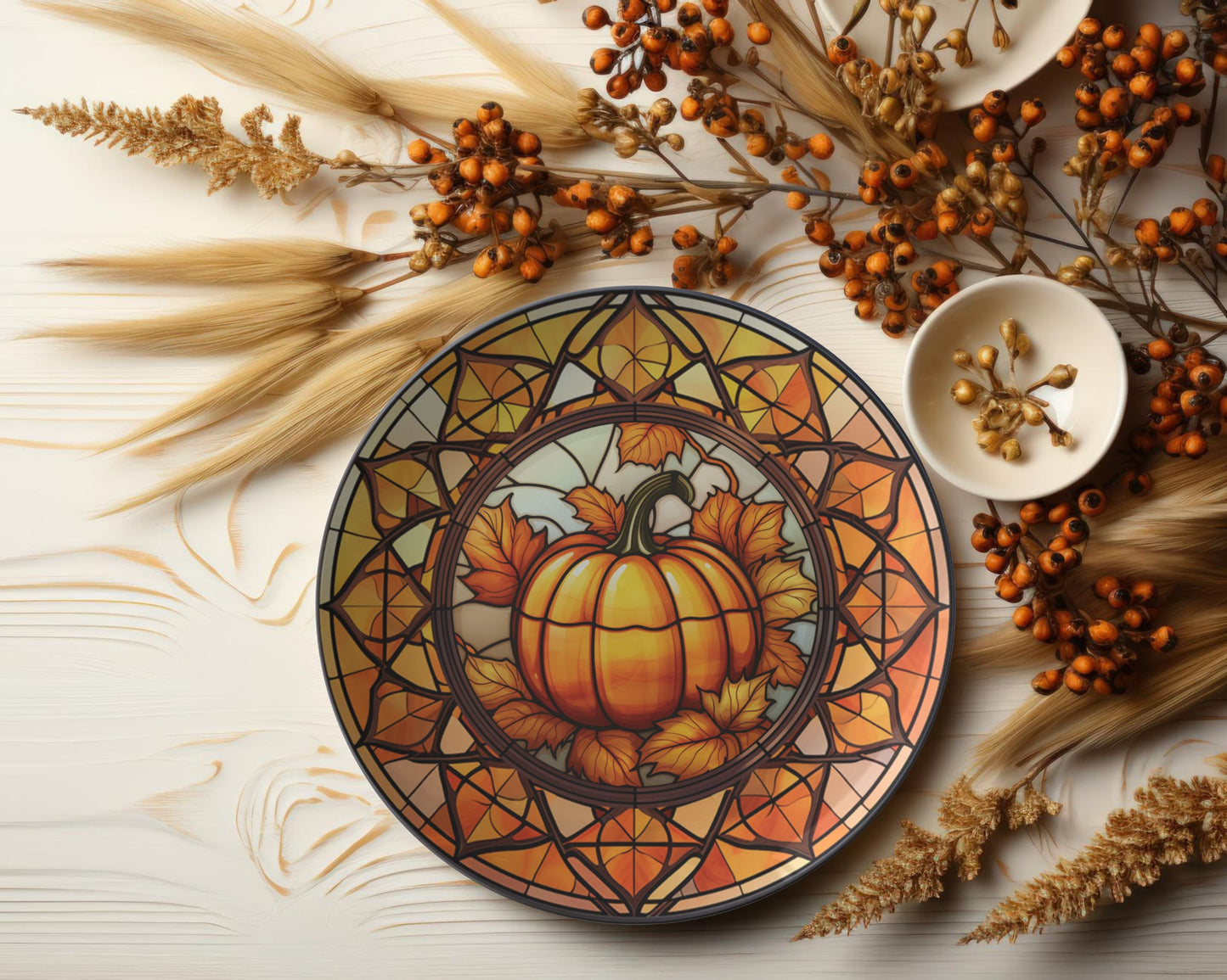 Thermosaf Polymer Rustic Fall Pumpkin Plates