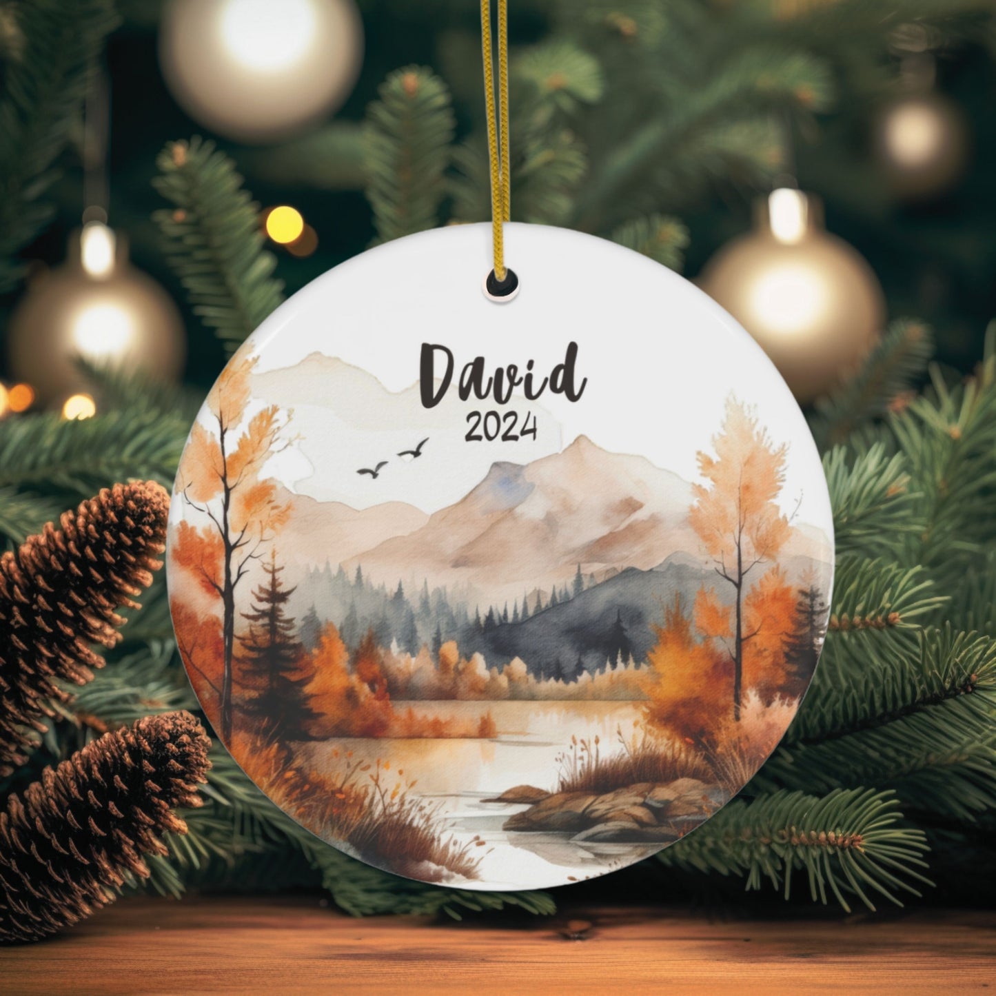 Personalized Mountain Christmas Ornament
