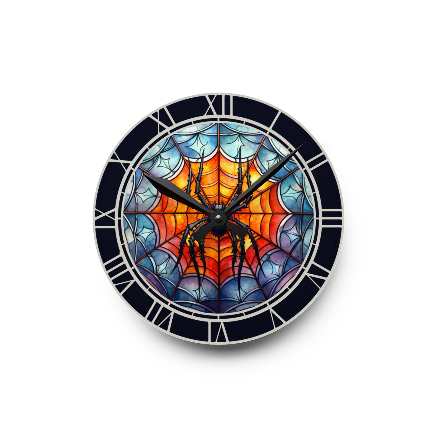 Spider Clock Creepy Halloween Hanging Decor Round Acrylic Wall Clock, Halloween Horror Decor Scary Halloween Home Decor