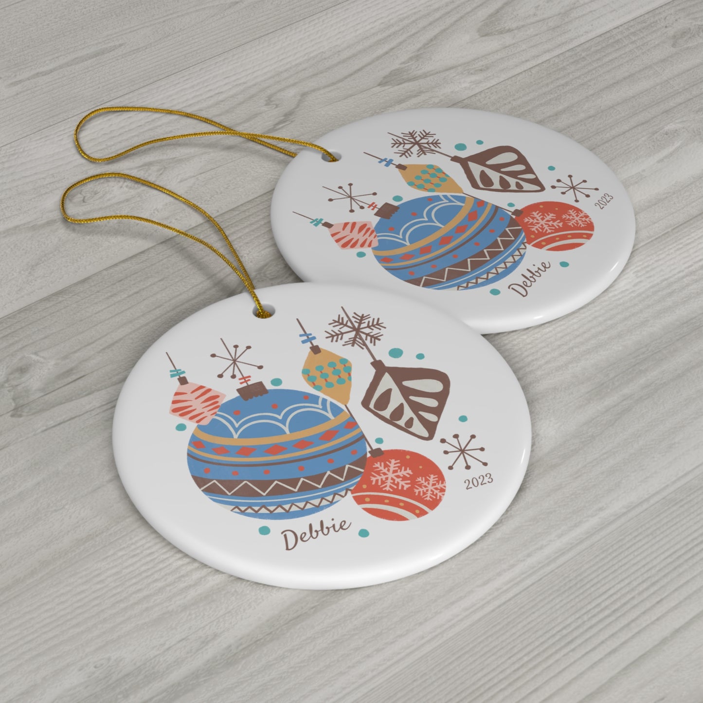 Personalized Retro Mid-Century Modern Christmas Ornament