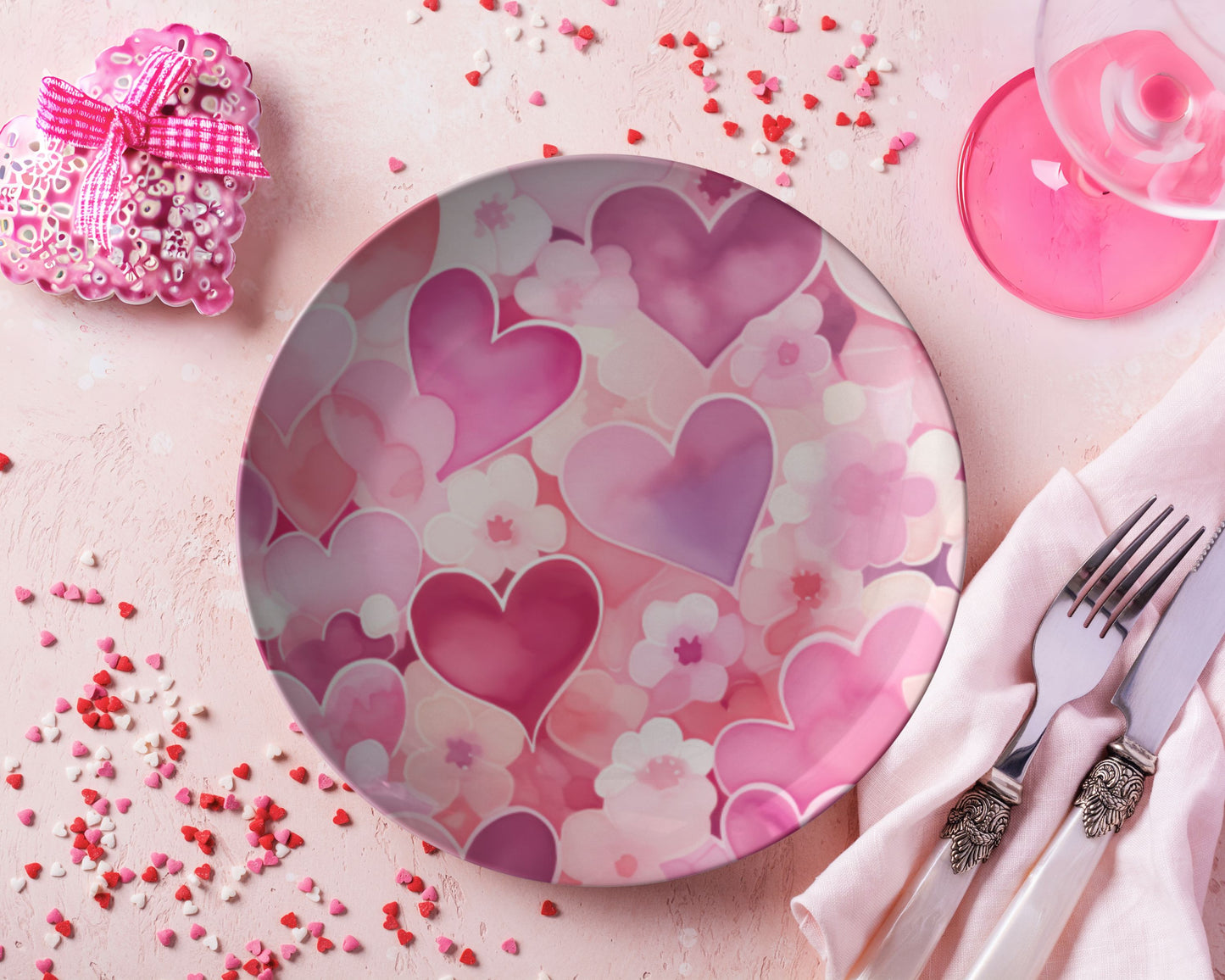 Thermosaf Polymer Plastic Dinner Plates Valentine Plates