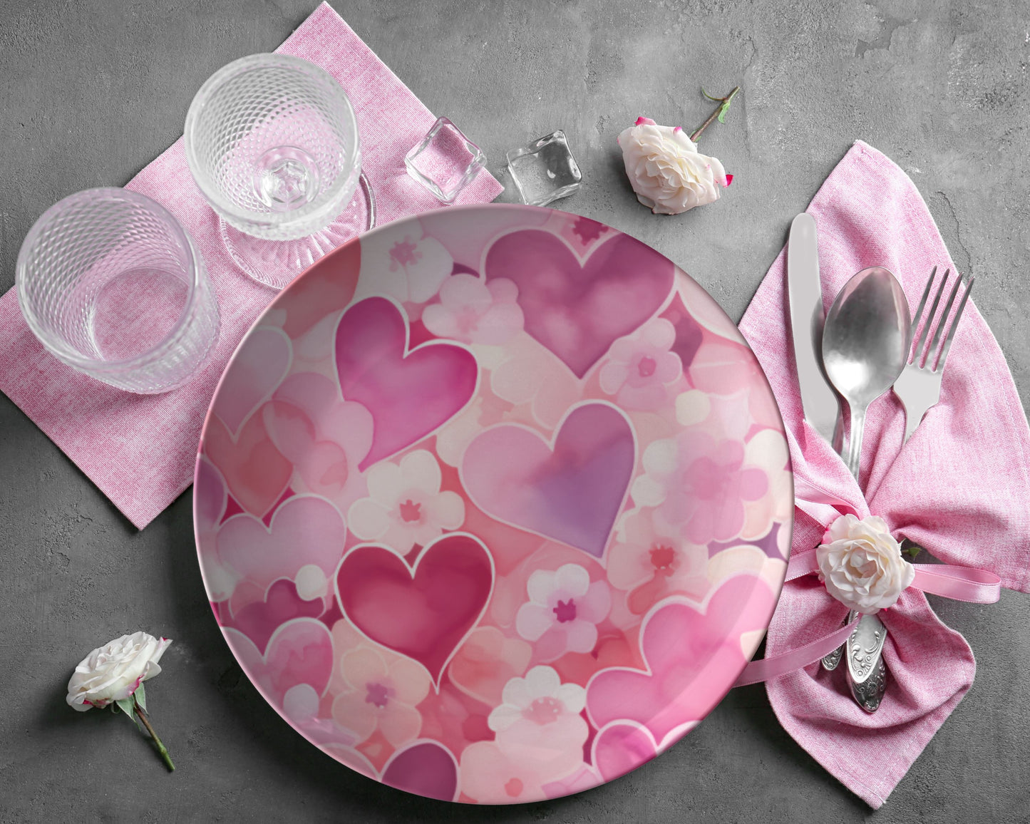 Thermosaf Polymer Plastic Dinner Plates Valentine Plates