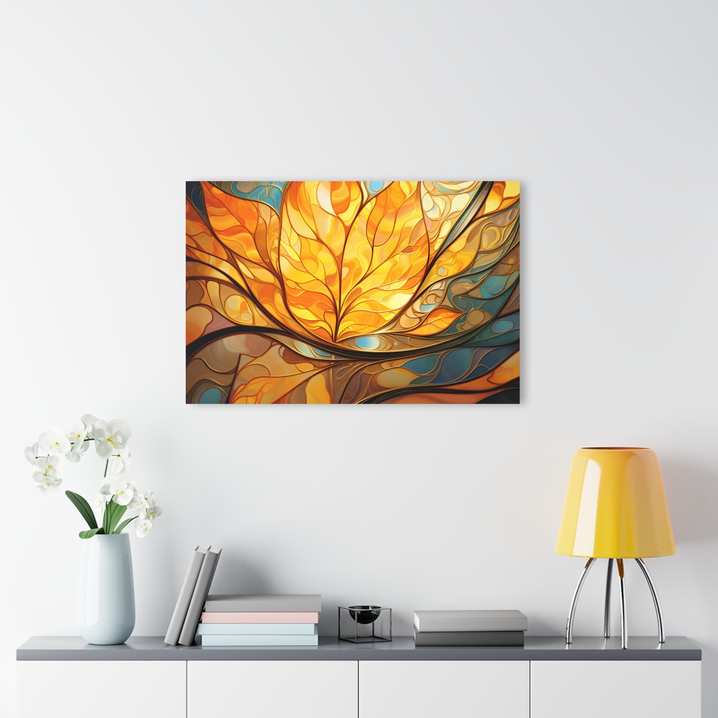 Fall Symphony Abstract Blue and Orange Wall Art Modern Landscape Wall Art Acrylic Art Print