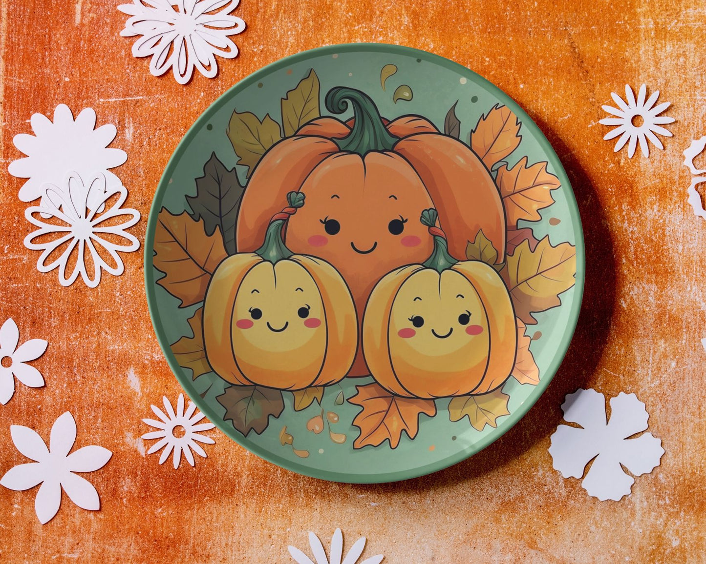 Thermosaf Polymer Plastic Pumpkin Plates Thanksgiving Plate For Kids