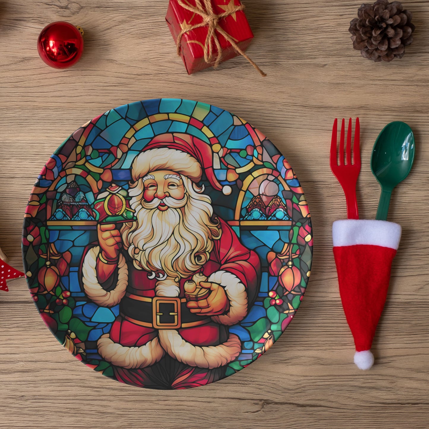 Thermosaf Polymer Plastic Santa Plate Christmas Dinner Plate