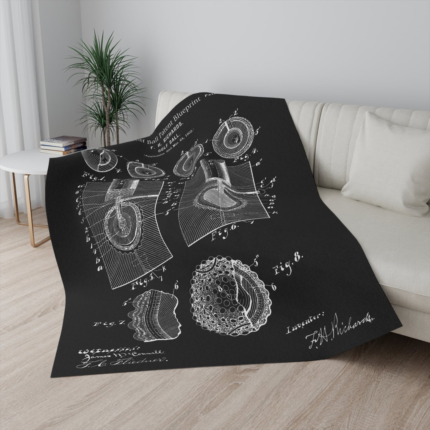 Golf Ball Patent Blanket Gift for Golfer