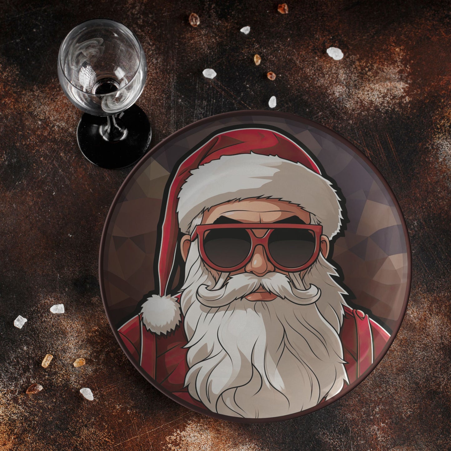Cool Santa Christmas Plate Thermosaf Polymer Plastic Plate