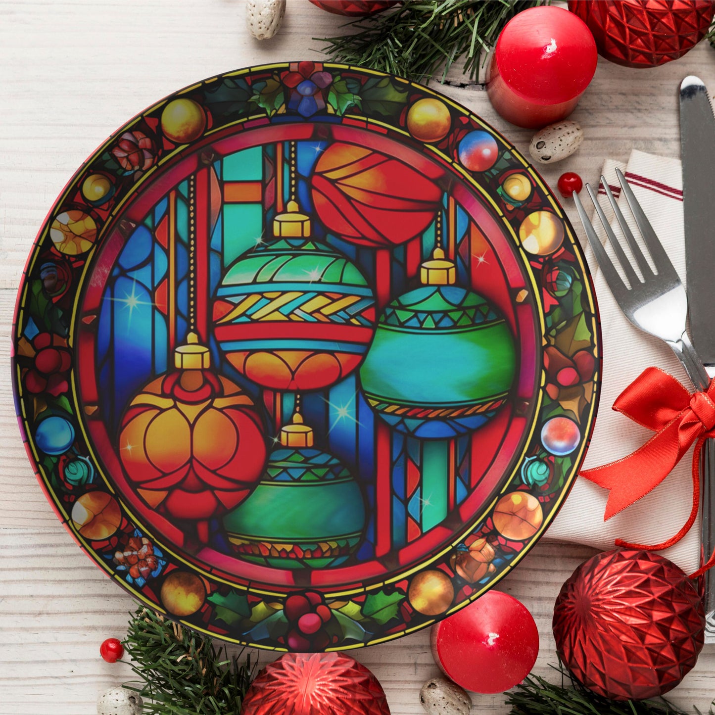 Thermosaf Polymer Plastic Colorful Christmas Plate