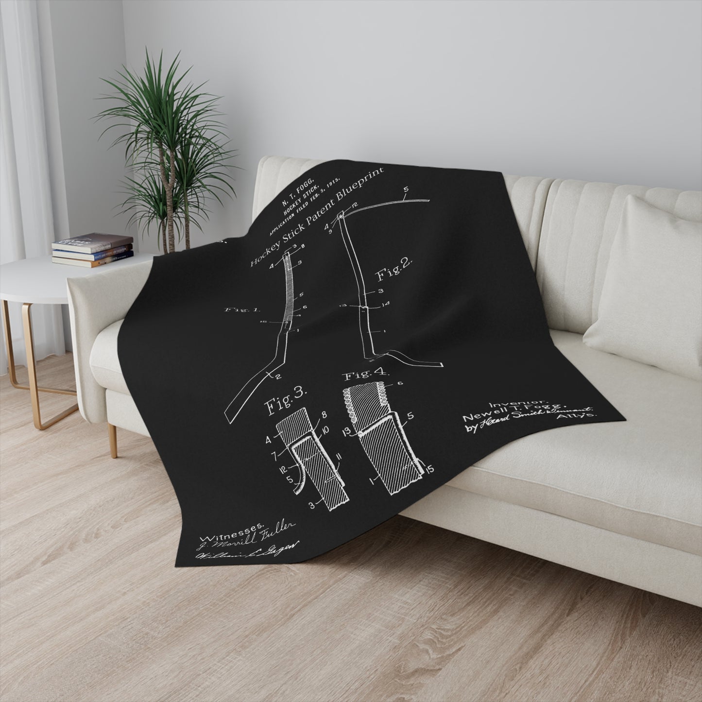 Hockey Stick United States Patent Blanket Hockey Gift For Him