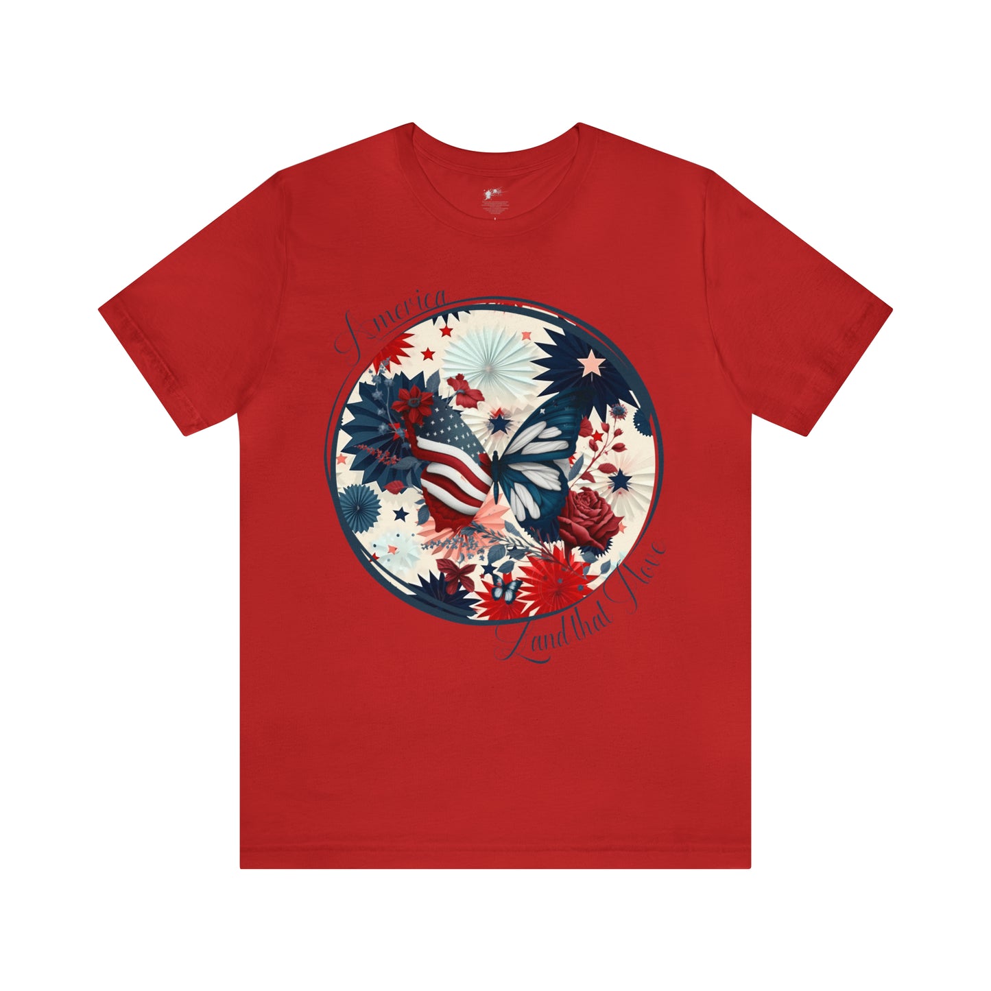 Women’s Patriotic Shirt I Love America Shirt Floral Butterfly Fourth of July Shirt Inspiring Tshirt for Independence Day Top Freedom Shirt