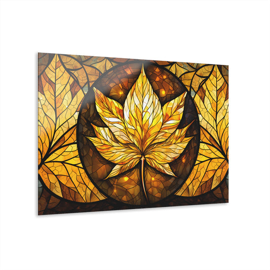 Gilded Leaves Elegance Modern Landscape Wall Art Acrylic Art Print