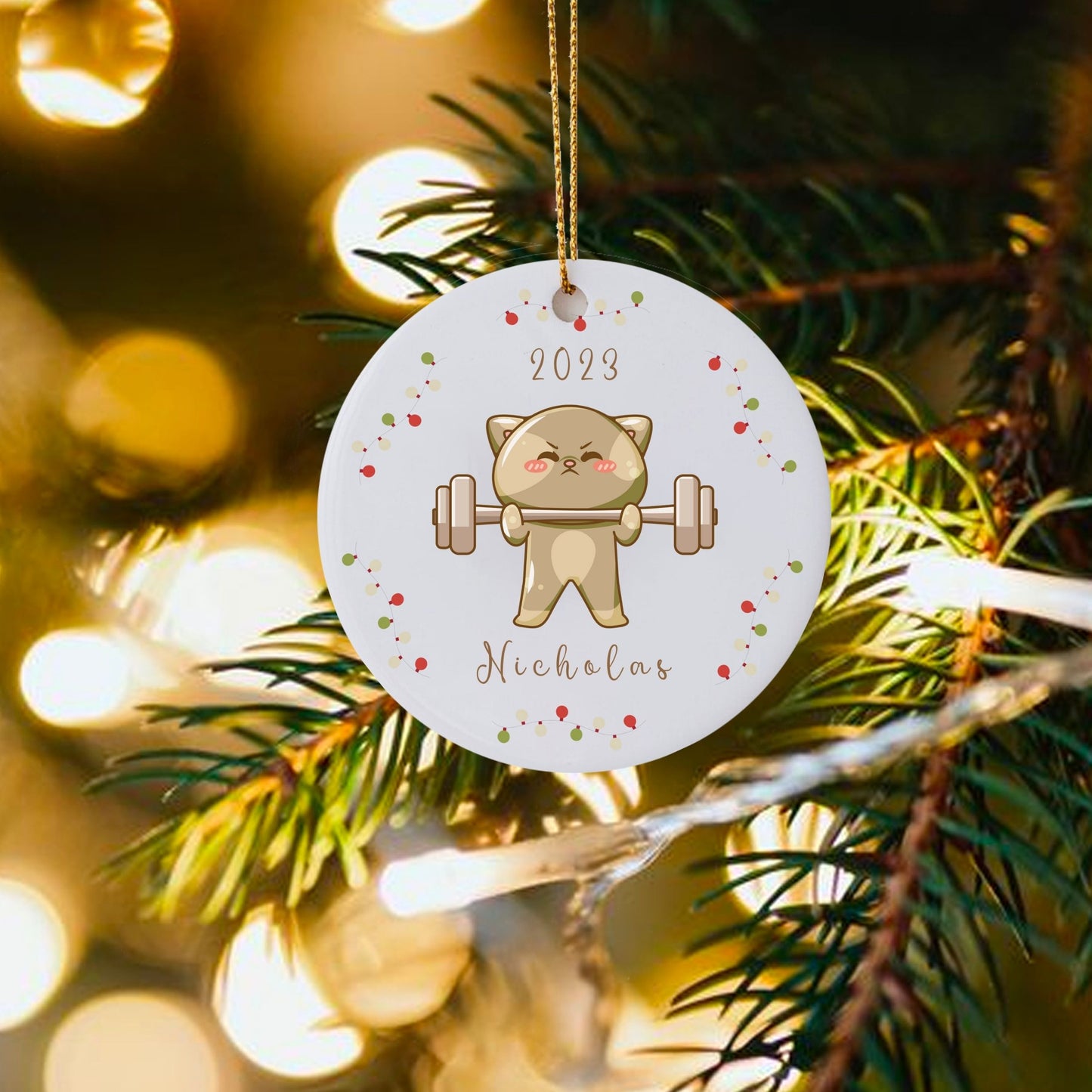 Personalized Workout Ornament Cat Christmas Ornament