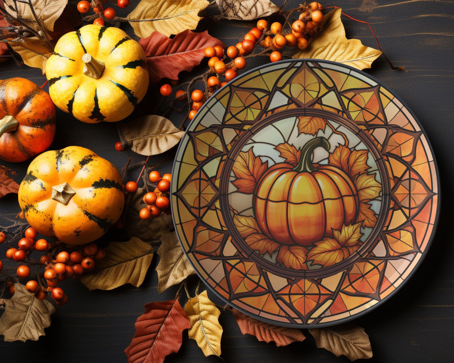 Thermosaf Polymer Rustic Fall Pumpkin Plates