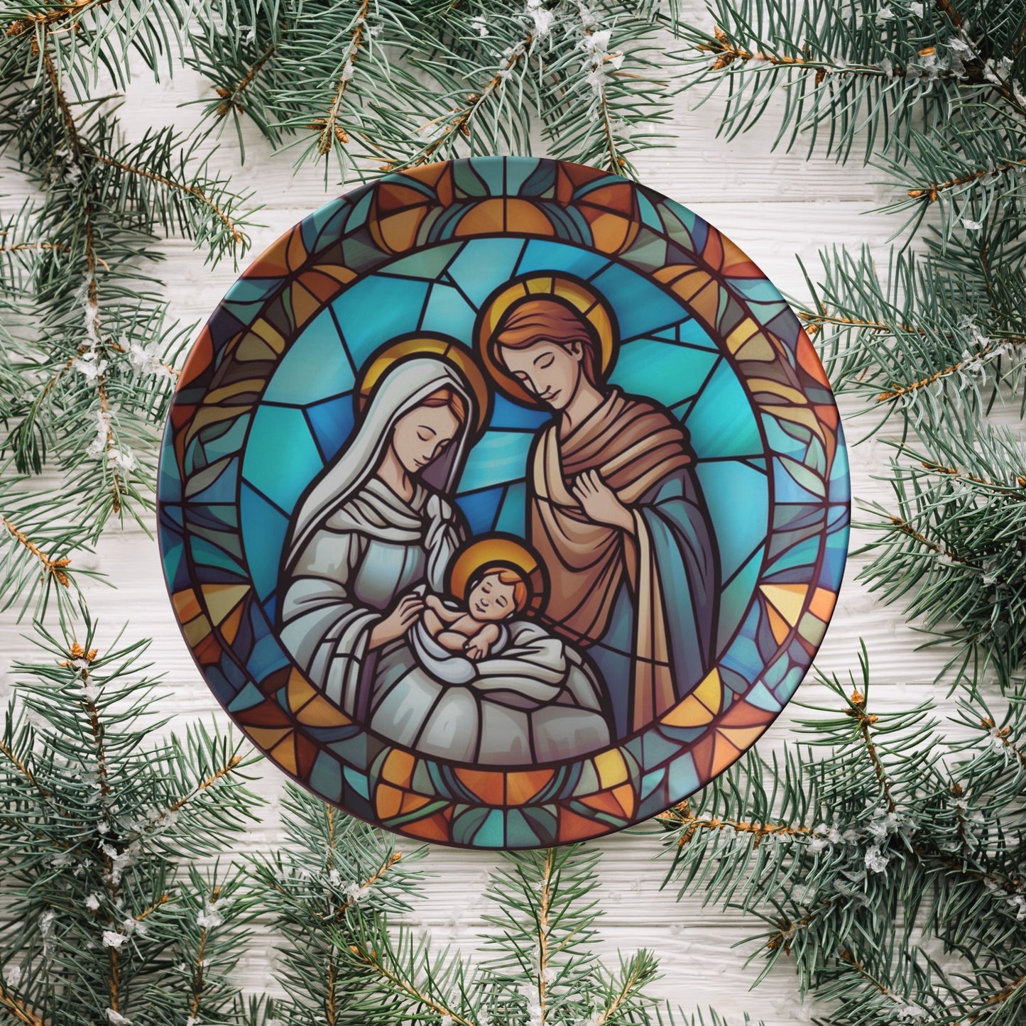 Christmas Nativity Scene Thermosaf Polymer Plastic Dinner Plate