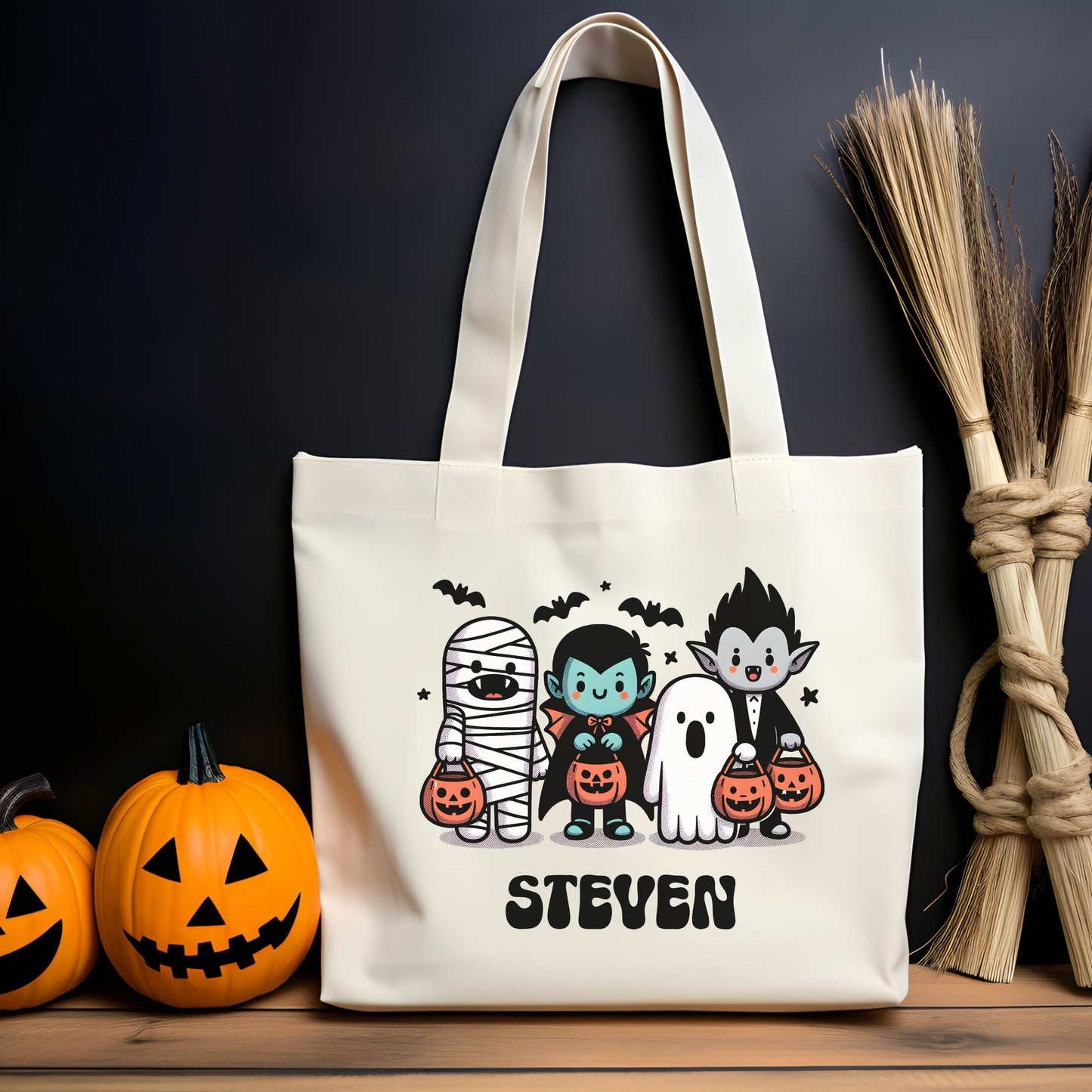 Personalized Halloween Tote Bag Trick or Treat Bag