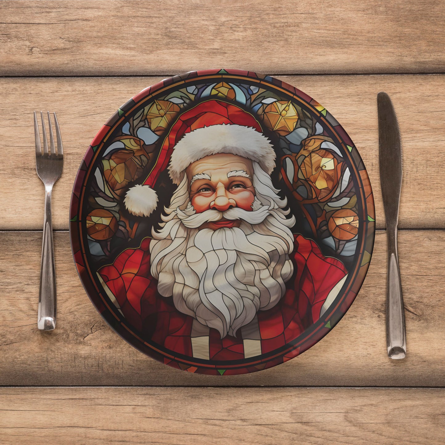 Jolly Santa Plate Christmas Dinner Plate Thermosaf Polymer Plastic Plate