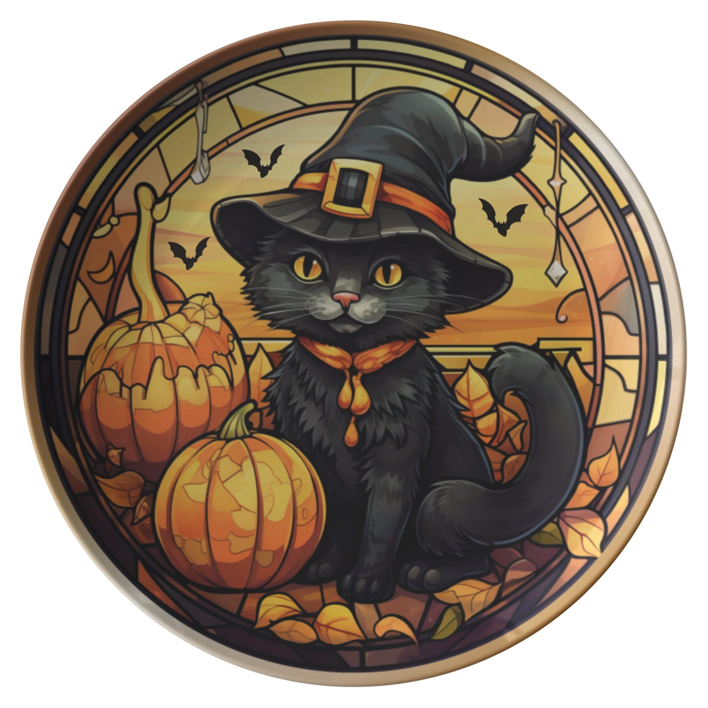 Black Cat Halloween Plates Thermosaf Polymer Plastic Halloween Party Plates