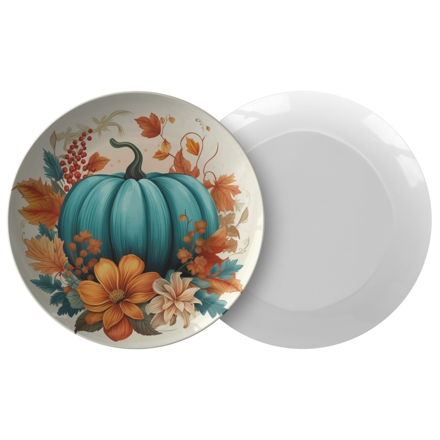 Thermosaf Polymer Plastic Rustic Blue Pumpkin Plates