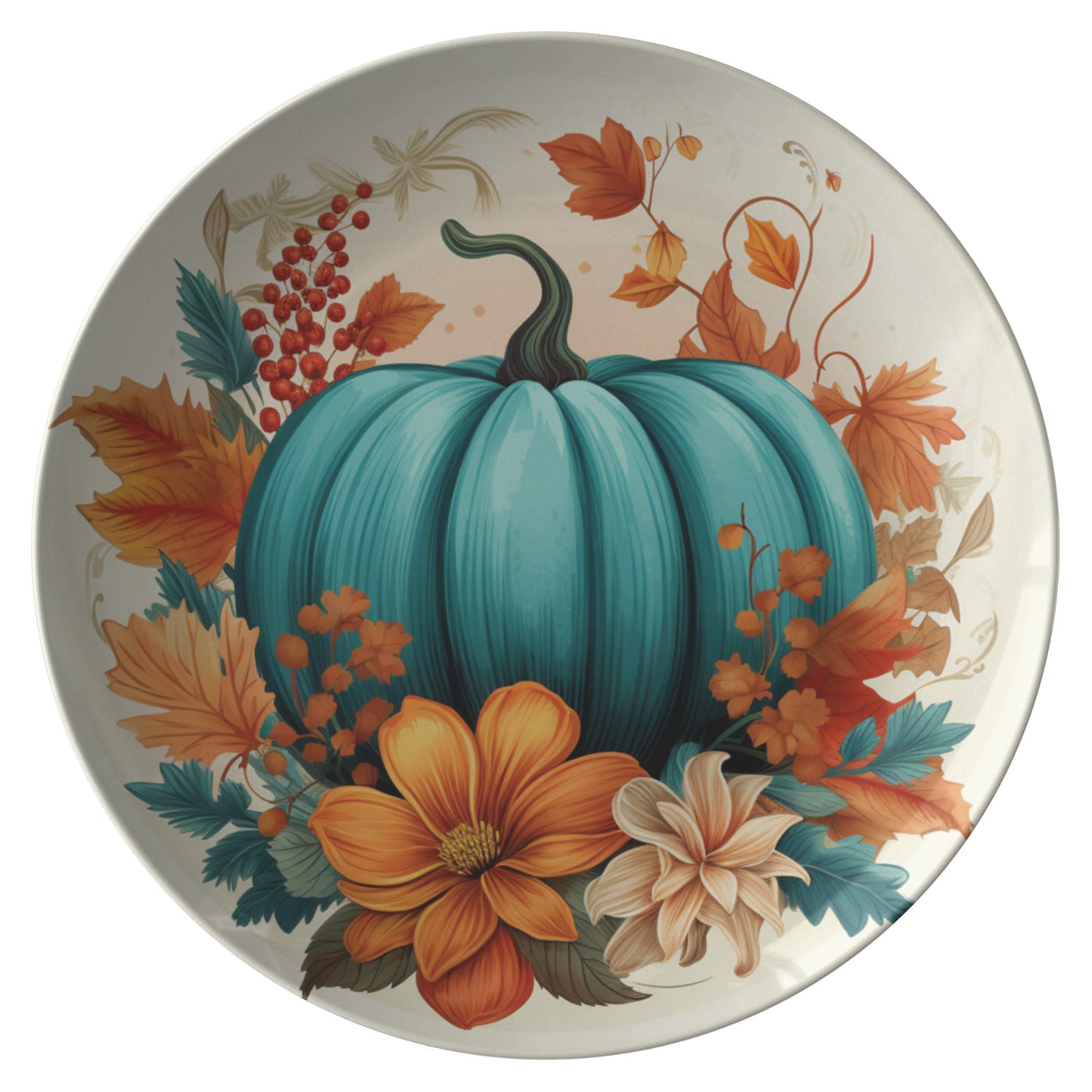 Thermosaf Polymer Plastic Rustic Blue Pumpkin Plates