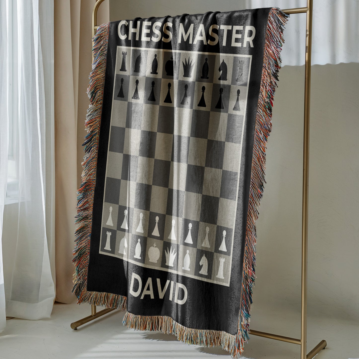 Personalized Woven Chess Board Blanket
