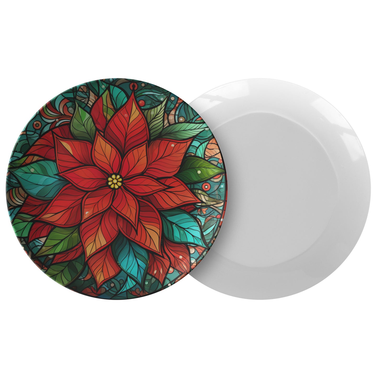 Thermosaf Polymer Plastic Christmas Poinsettia Plate