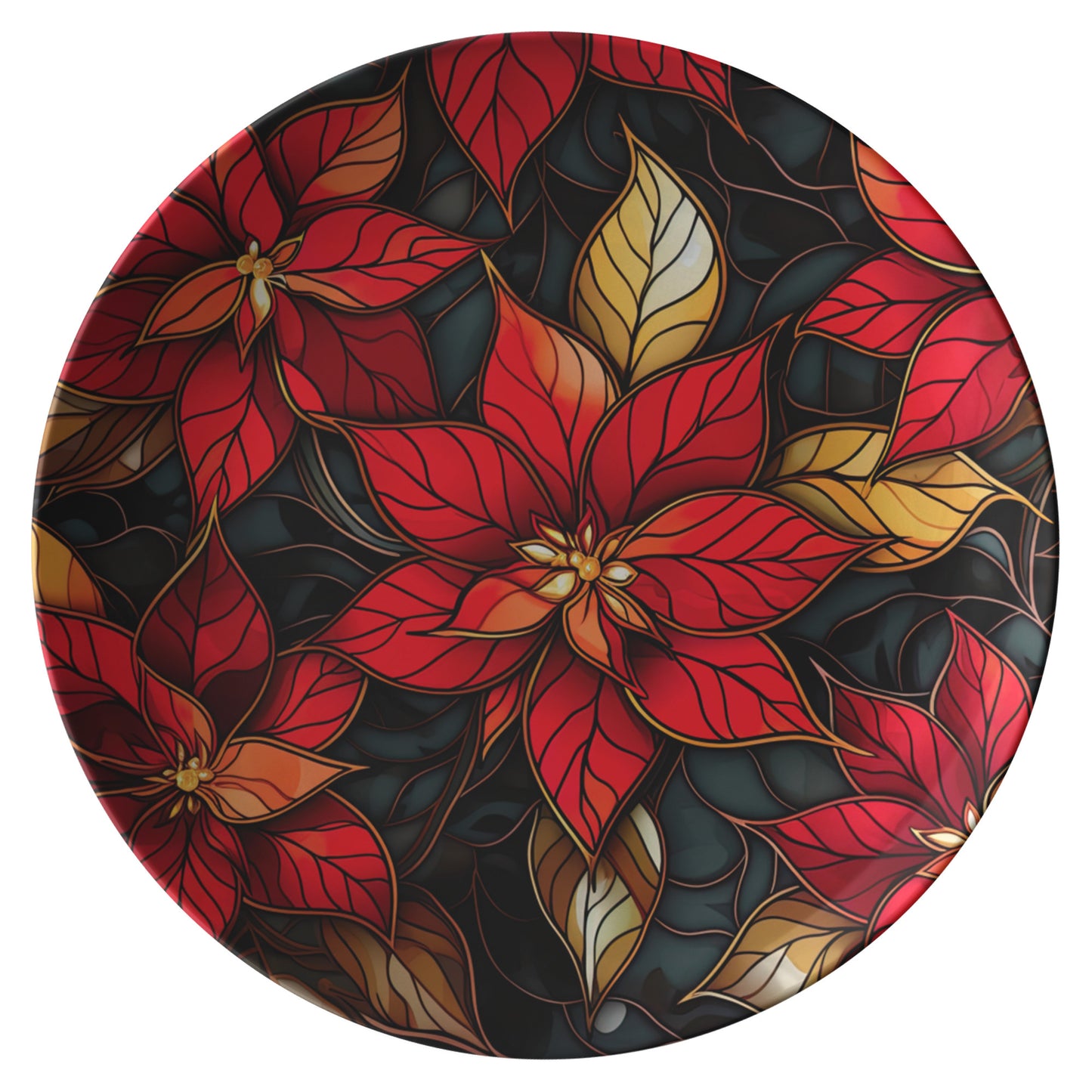 Thermosaf Polymer Plastic Christmas Poinsettia Plate